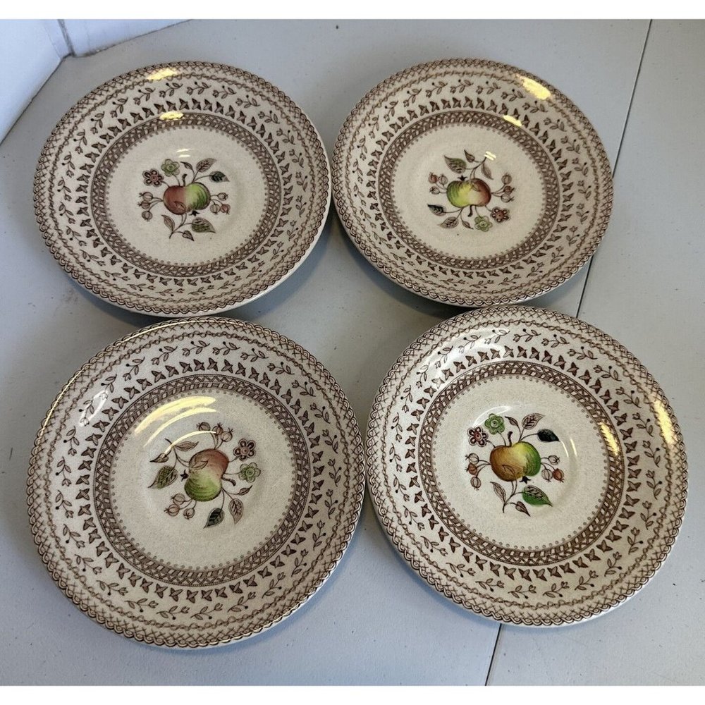 Johnson Bros Staffordshire Old Granite Fruit Sampler Saucers England Set of 4